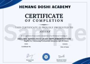 ISO 42001 Sample Certificate